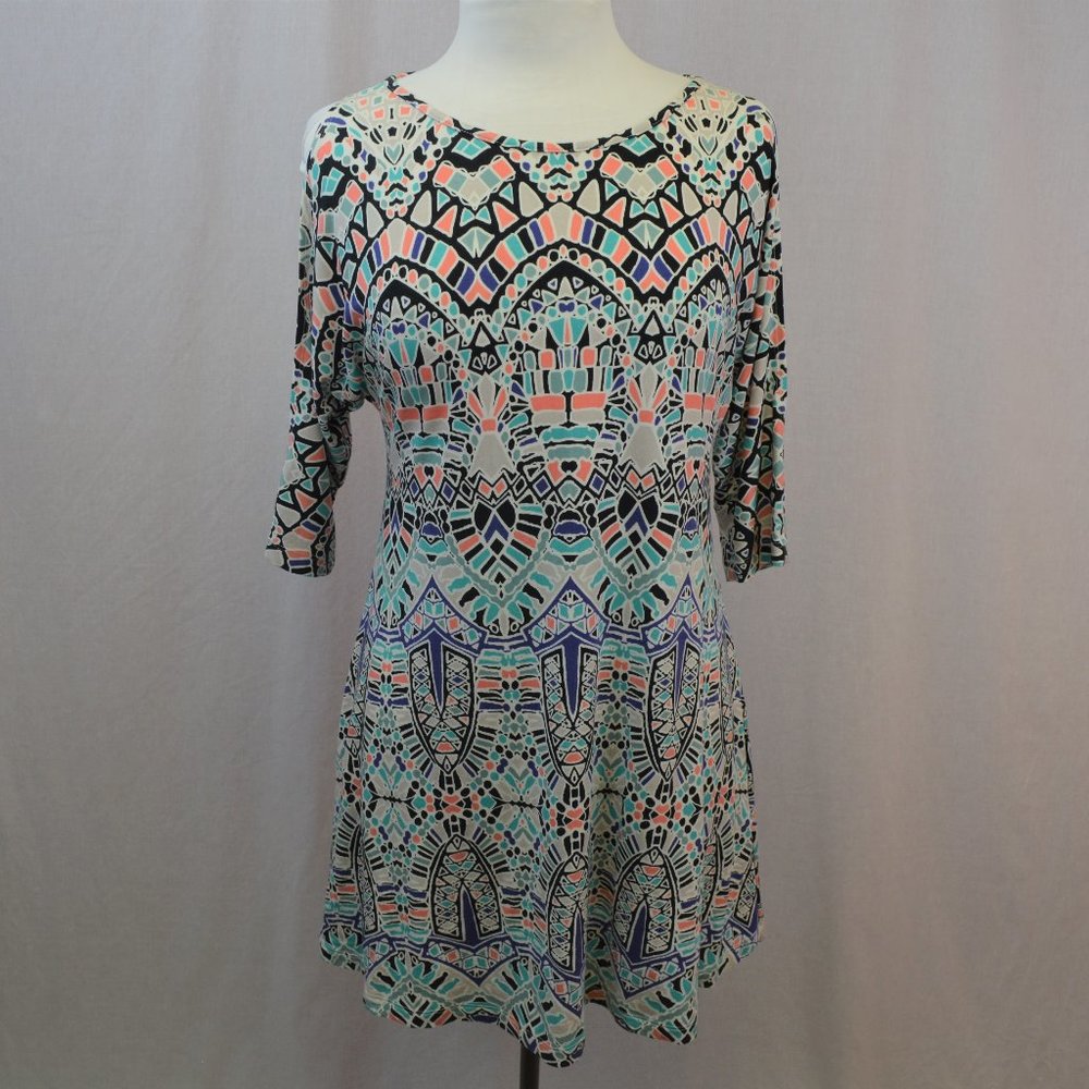 TART tile geometric print cold shoulder dress